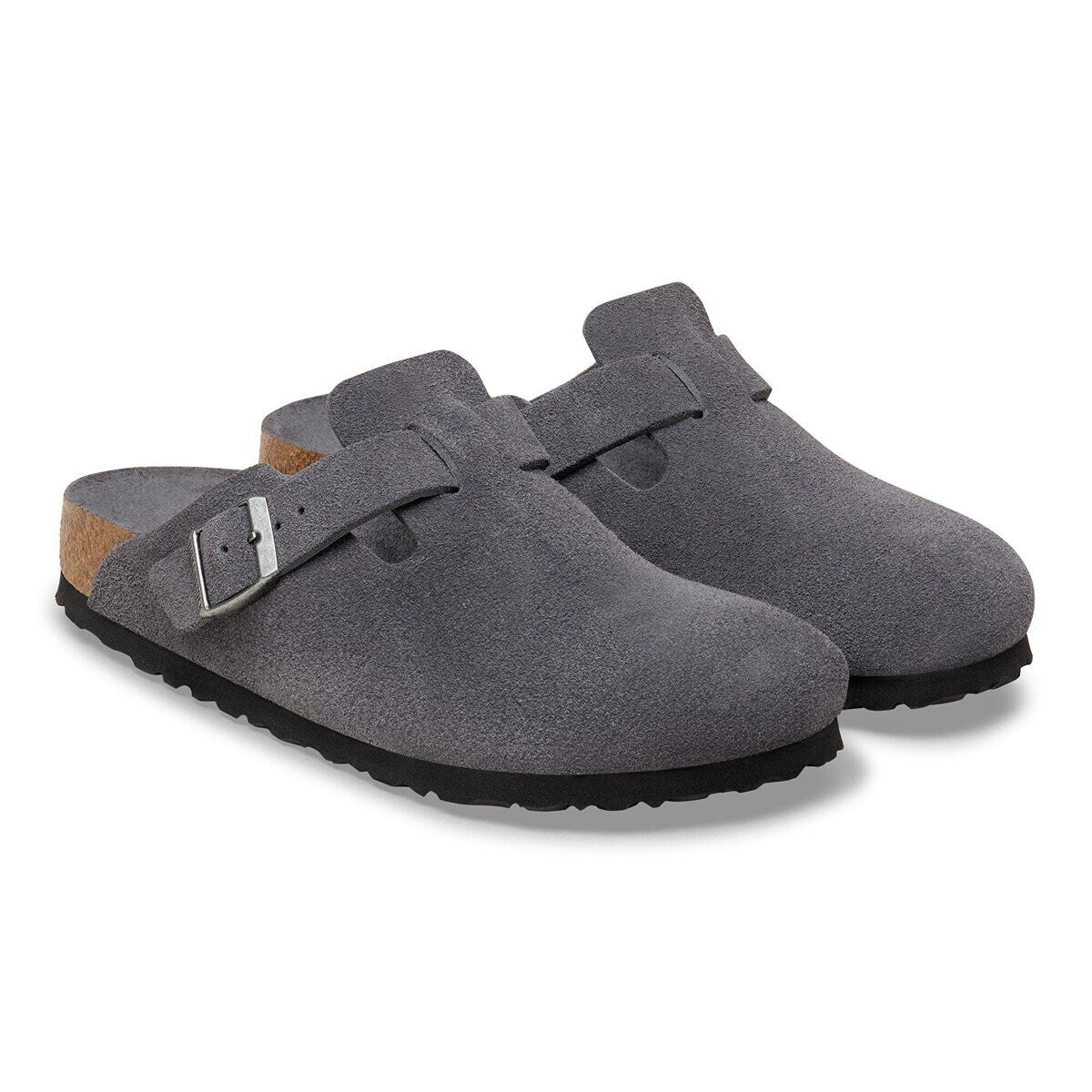 Birkenstock Boston Soft Footbed Suede Leather Charcoal Tonal FB