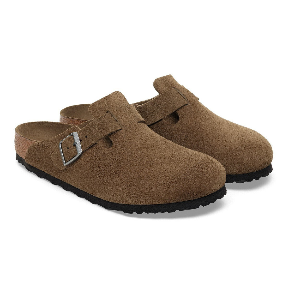Birkenstock Boston Soft Footbed Suede Leather Dark Tea Tonal