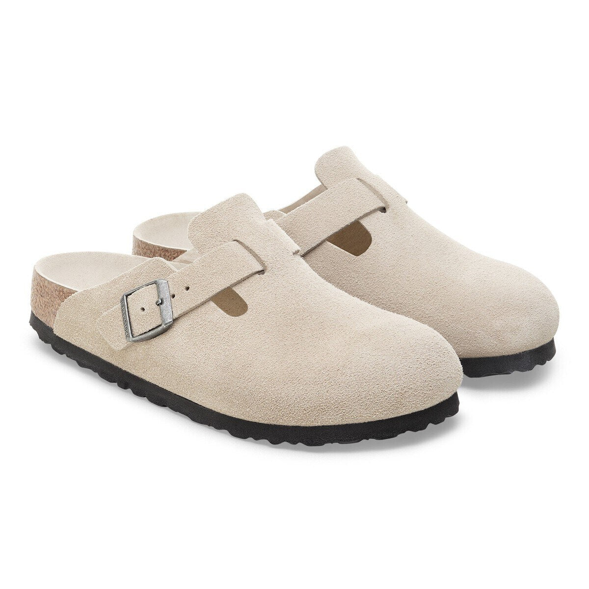 Birkenstock Boston Soft Footbed Suede Leather Oyster Tonal