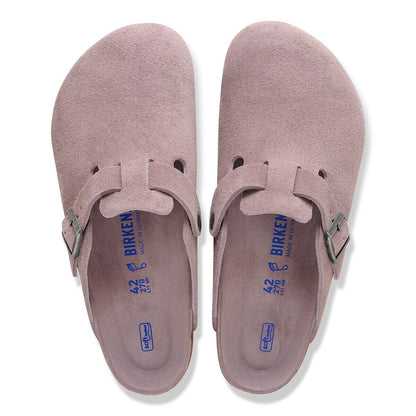 Birkenstock Boston Soft Footbed Suede Leather Faded Purple Tonal FB