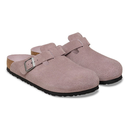 Birkenstock Boston Soft Footbed Suede Leather Faded Purple Tonal FB